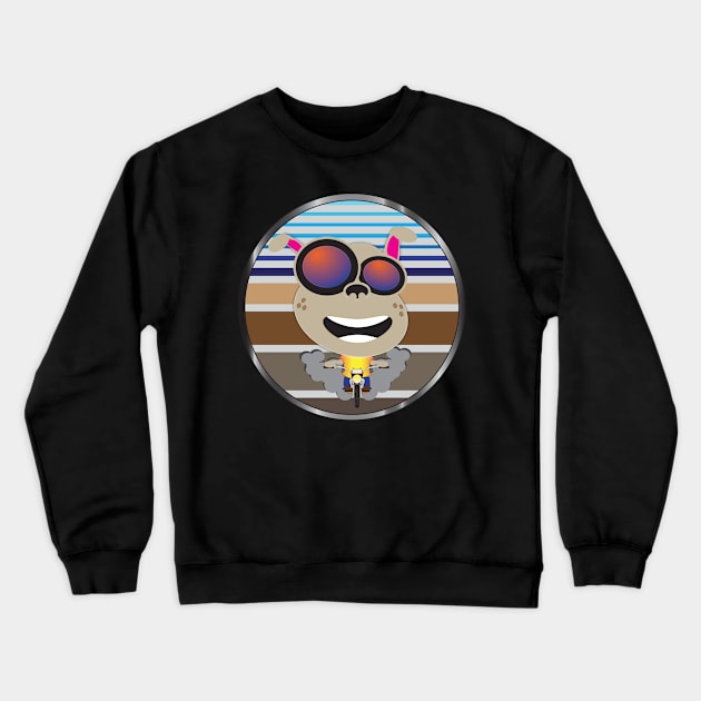 Sunset Dog On Motorcycle Crewneck Sweatshirt by BunnyRags